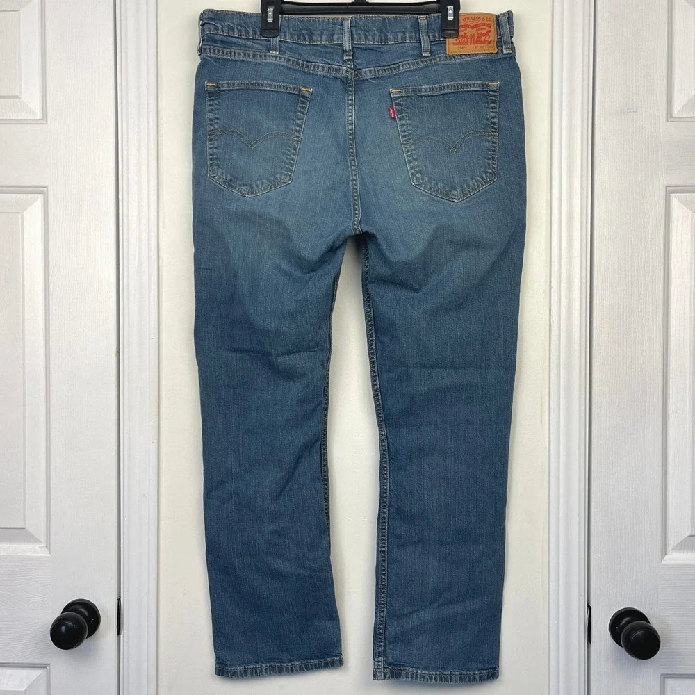 Levis 514 Straight Fit Mens 40x30 Medium Wash Denim Blue Jeans Stretch‎ Zip